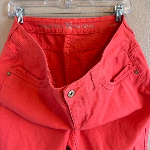 Simply Vera Vera Wang Women's Orange Coral Straight Stretch Jeans 14 Summer - Picture 6 of 10